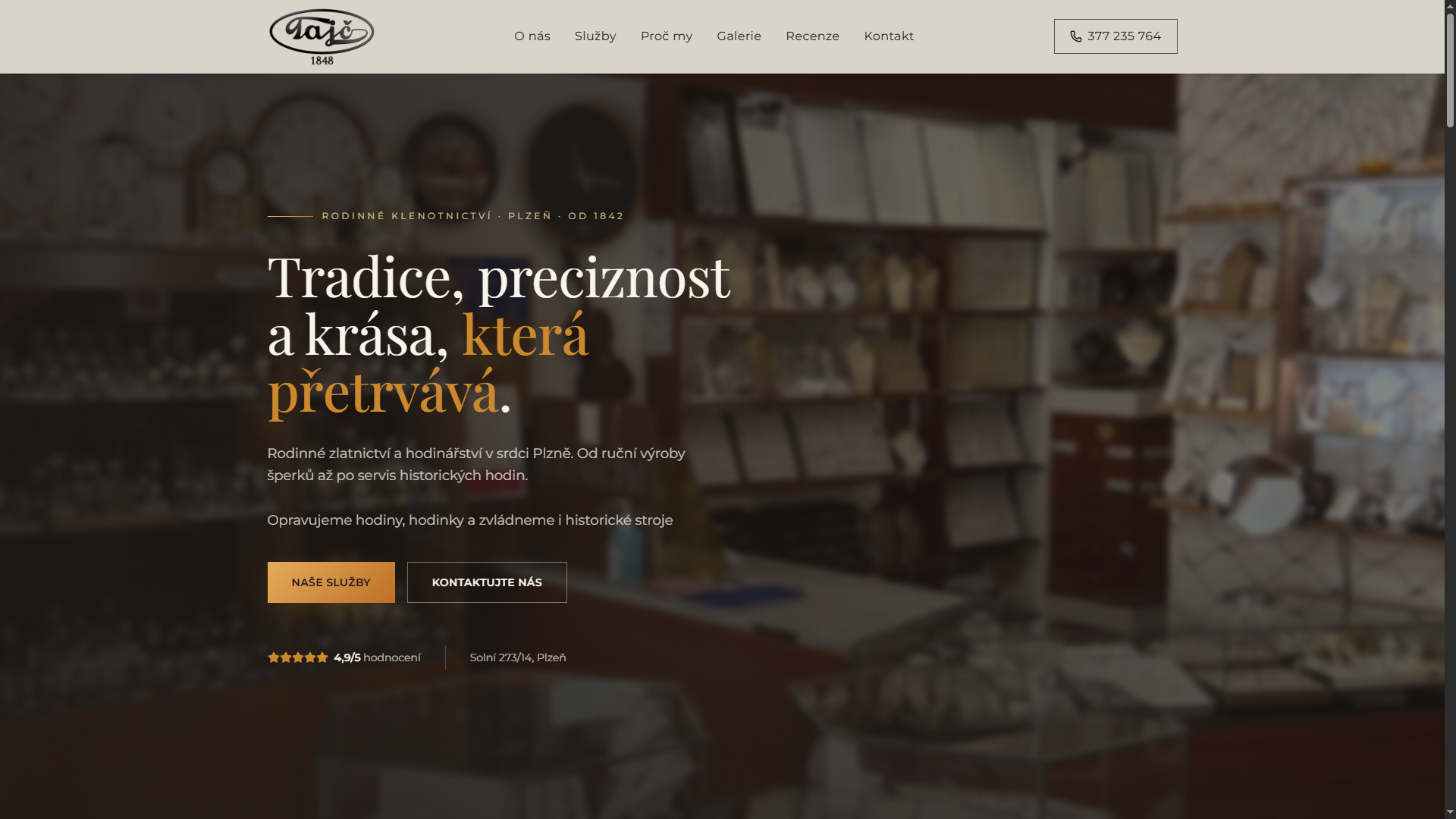 Náhled webu zlatnictvitajc.cz